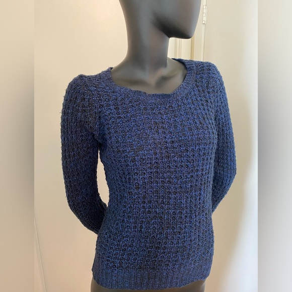 Blue & Black Open-knit Sweater - Picture 4 of 4